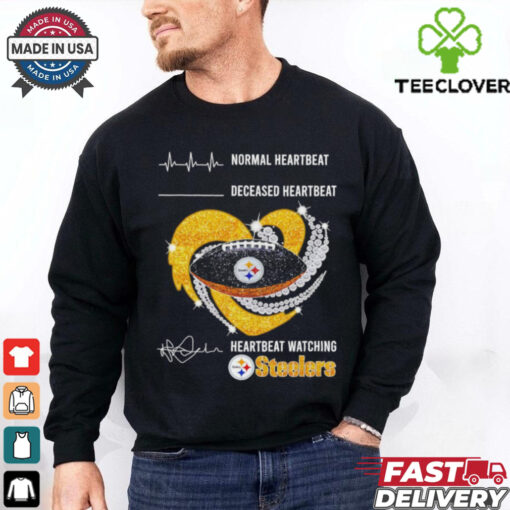 Normal heartbeat deceased heartbeat heartbeat watching Steelers logo shirt