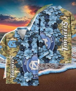 North Carolina Tar Heels Custom Name Personalized Camo Flower Pattern Hawaiian Shirt