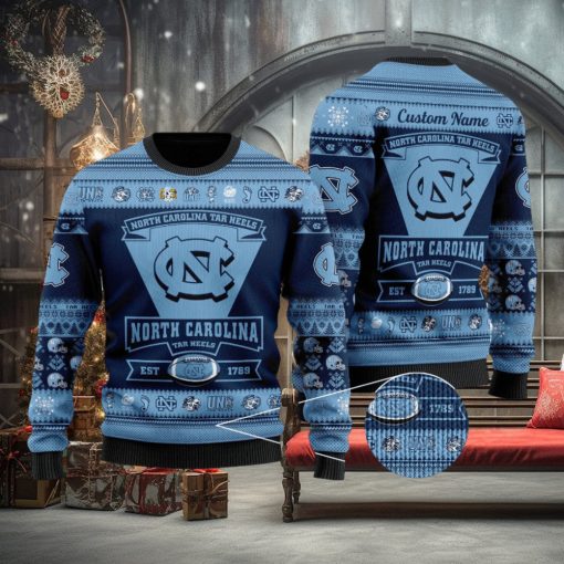North Carolina Tar Heels Football Team Personalized Customs Ugly Xmas Wool Knitted Sweater