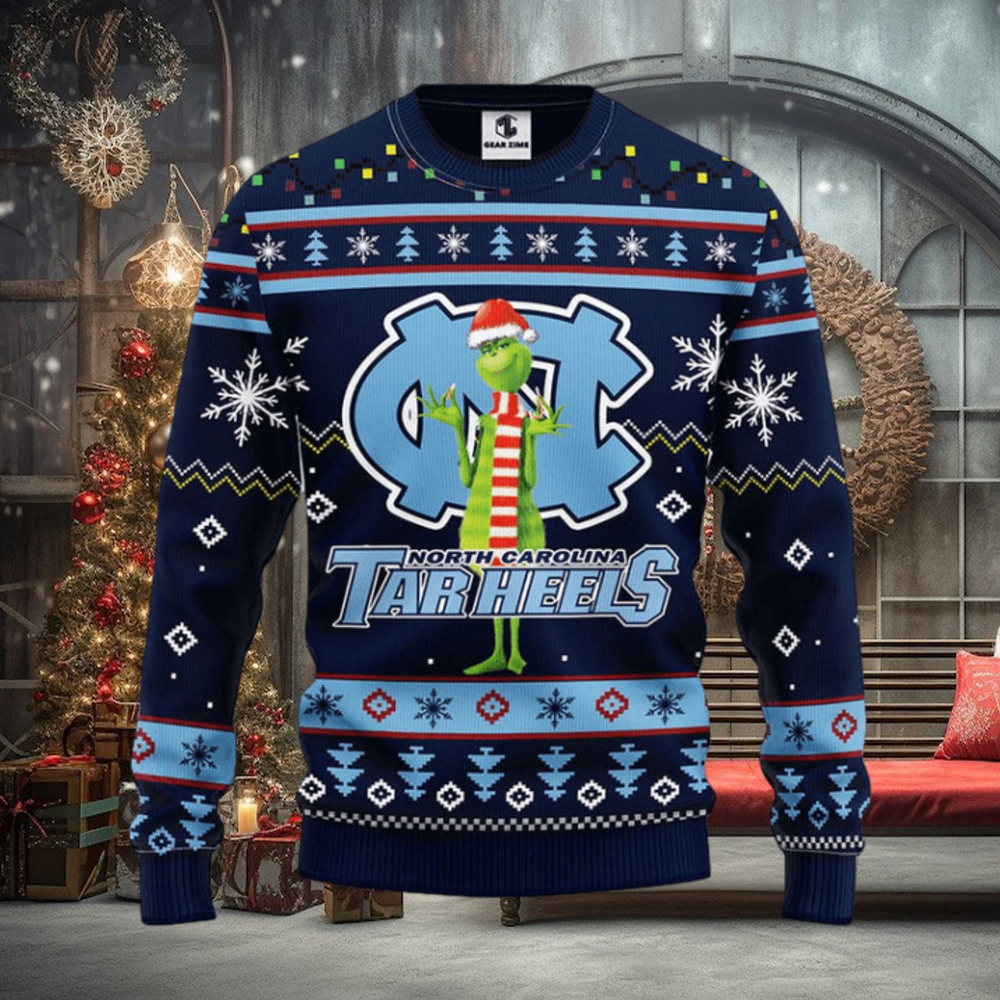 North Carolina Tar Heels Funny Grinch Christmas Ugly Sweater North Carolina Tar Heels Funny Grinch Christmas Ugly Sweater
