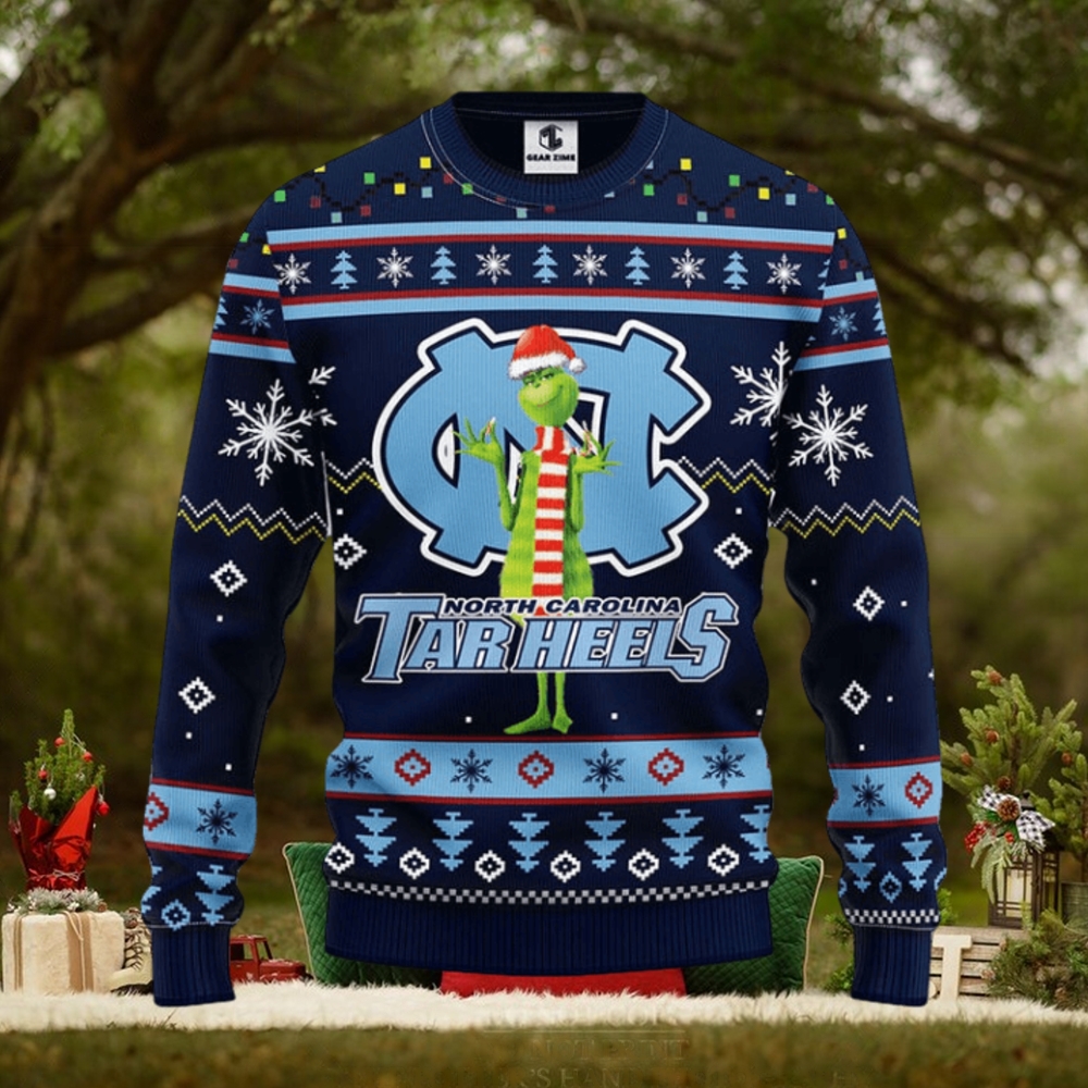 North Carolina Tar Heels Funny Grinch Christmas Ugly Sweater North Carolina Tar Heels Funny Grinch Christmas Ugly Sweater