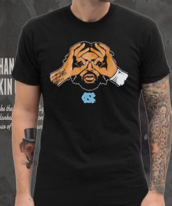 North Carolina Tar Heels basketball RJ Davis goggles logo shirt