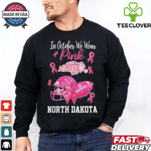 North Dakota State Bison In October We Wear Pink Breast Cancer Awareness Logo hoodie, sweater, longsleeve, shirt v-neck, t-shirt