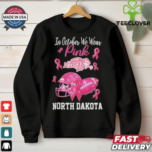 North Dakota State Bison In October We Wear Pink Breast Cancer Awareness Logo hoodie, sweater, longsleeve, shirt v-neck, t-shirt