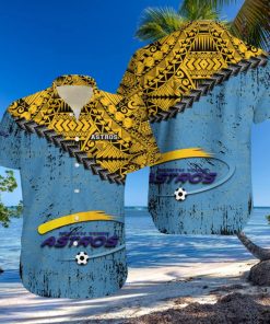 North York Astros Ca Soccer Grunge Polynesian Tattoo Pattern Hawaiian Shirt For Fans