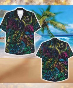 Northern Lights Cat Hawaiian Shirt