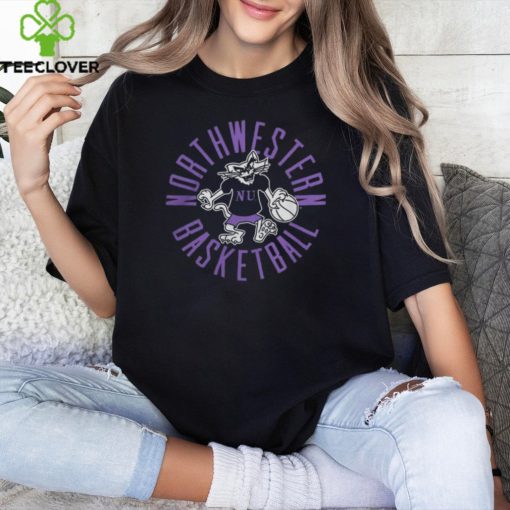 Northwestern Wildcats Basketball Retro Illustration Mascot 2024 Tee shirt