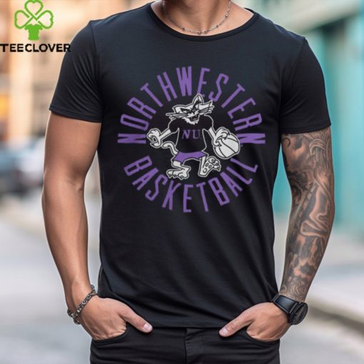 Northwestern Wildcats Basketball Retro Illustration Mascot 2024 Tee shirt