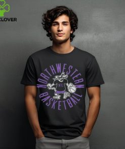 Northwestern Wildcats Basketball Retro Illustration Mascot 2024 Tee shirt