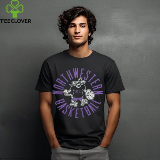 Northwestern Wildcats Basketball Retro Illustration Mascot 2024 Tee shirt
