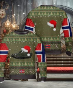 Norwegian Army CV90 Infantry Fighting Vehicle Christmas Santa Hat Pattern AOP Sweater Christmas Gift Sweater