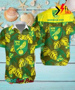Norwich City FC Big Logo Tropical Leaves Hawaiian Shirt And Shorts