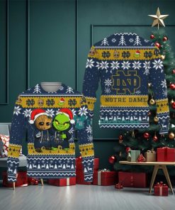 Notre Dame Fighting Irish Baby Groot And Grinch Best Friends Ugly Christmas Sweater