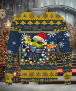 Notre Dame Fighting Irish Baby Yoda Star Wars Sports Football American Knitted Xmas Sweater