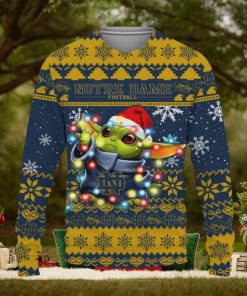 Notre Dame Fighting Irish Baby Yoda Star Wars Sports Football American Knitted Xmas Sweater