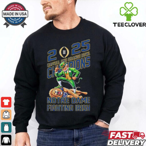 Notre Dame Fighting Irish Defeat Penn State Nittany Lions Mascot Capital One Orange Bowl College Football Playoff Semifinal Champions NCAA Bowl Games Season 2024 2025 T Shirts