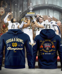 Notre Dame Fighting Irish Football Champions 2025 Orange Bowl Hoodie T Shirt Navy