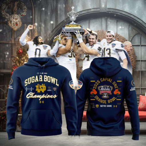 Notre Dame Fighting Irish Football Champions 2025 Orange Bowl Hoodie T Shirt Navy