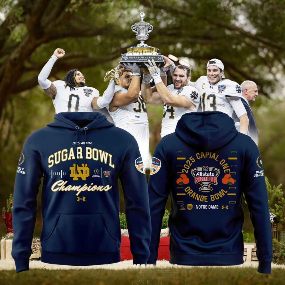 Notre Dame Fighting Irish Football Champions 2025 Orange Bowl Hoodie T Shirt Navy Notre Dame Fighting Irish Football Champions 2025 Orange Bowl Hoodie T Shirt Navy