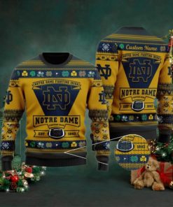 Notre Dame Fighting Irish Football Team Logo Personalized Ugly Christmas Sweater, Ugly Sweater, Christmas Sweaters, Hoodie, Sweatshirt, Sweater
