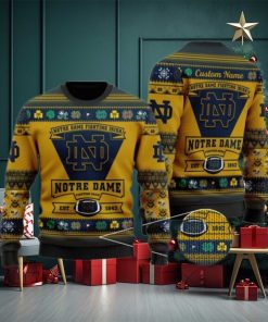 Notre Dame Fighting Irish Football Team Logo Personalized Ugly Christmas Sweater, Ugly Sweater, Christmas Sweaters, Hoodie, Sweatshirt, Sweater