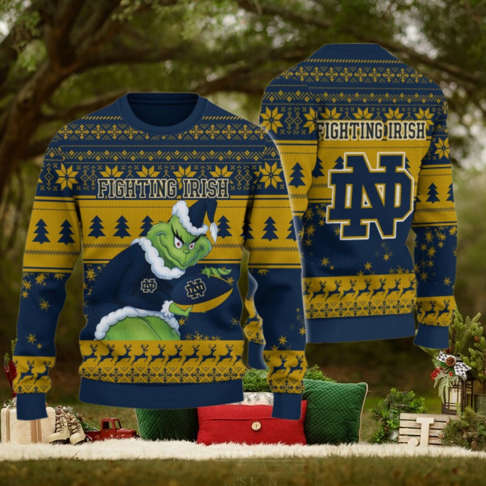 Notre Dame Fighting Irish Grinch Ugly Christmas Sweater Notre Dame Fighting Irish Grinch Ugly Christmas Sweater