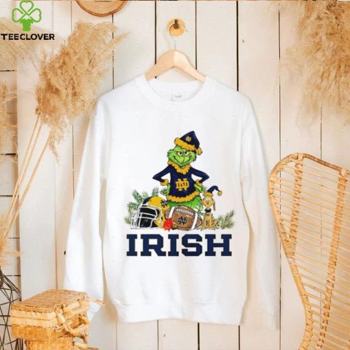 Notre Dame Fighting Irish Grinch and Max dog funny Christmas hoodie, sweater, longsleeve, shirt v-neck, t-shirt