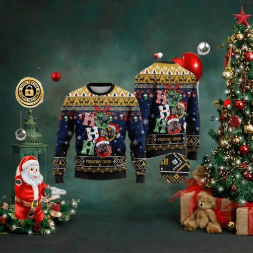 Notre Dame Fighting Irish Ho Ho Ho 3D Print Christmas Wool Sweater, Ugly Sweater, Christmas Sweaters, Hoodie, Sweater
