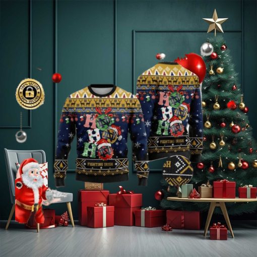 Notre Dame Fighting Irish Ho Ho Ho 3D Print Christmas Wool Sweater, Ugly Sweater, Christmas Sweaters, Hoodie, Sweater