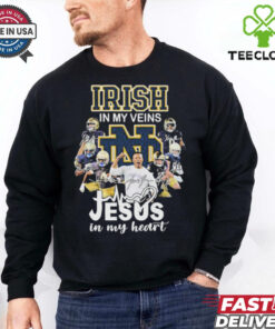 Notre Dame Fighting Irish In My Veins Jesus In My Heart Signatures T Shirts