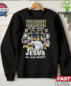 Notre Dame Fighting Irish In My Veins Jesus In My Heart Signatures T Shirts