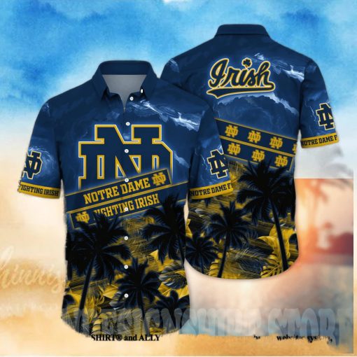 Notre Dame Fighting Irish NCAA Floral 3D All Over Printed Hawaiian Shirt
