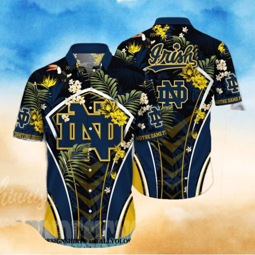 Notre Dame Fighting Irish NCAA Floral 3D Full Print Hawaiian Shirt