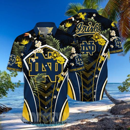 Notre Dame Fighting Irish NCAA Floral 3D Full Print Hawaiian Shirt