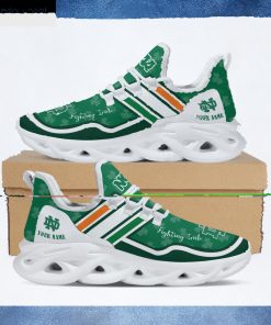 Notre Dame Fighting Irish NCAA Logo St. Patrick's Day Shamrock Custom Name Clunky Max Soul Shoes Sneakers For Mens Womens