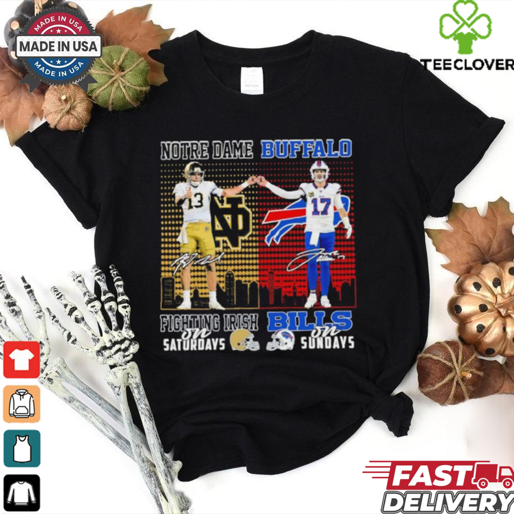 Notre Dame Fighting Irish On Saturdays X Buffalo Bills On Sundays Shirt Notre Dame Fighting Irish On Saturdays X Buffalo Bills On Sundays Shirt