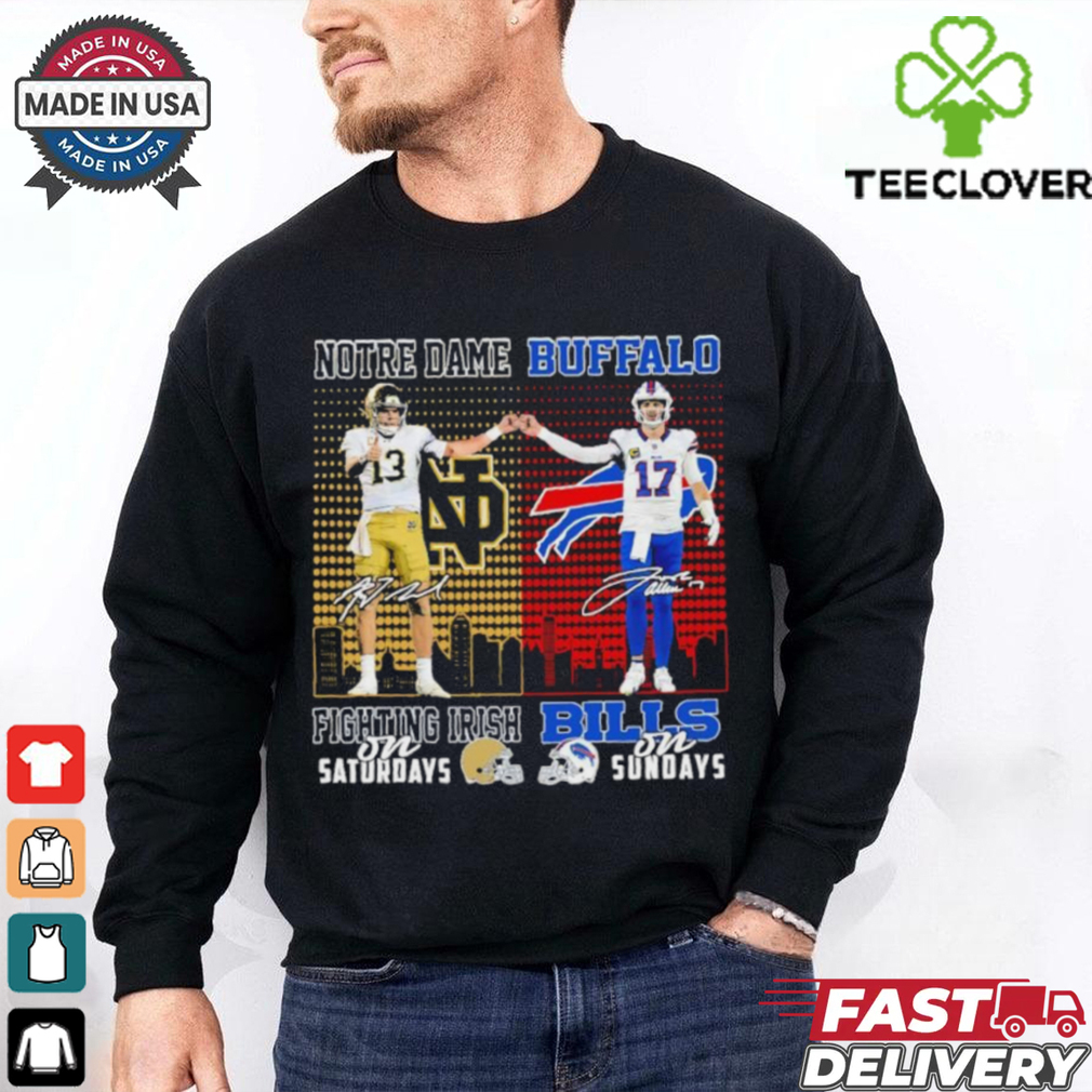 Notre Dame Fighting Irish On Saturdays X Buffalo Bills On Sundays Shirt Notre Dame Fighting Irish On Saturdays X Buffalo Bills On Sundays Shirt