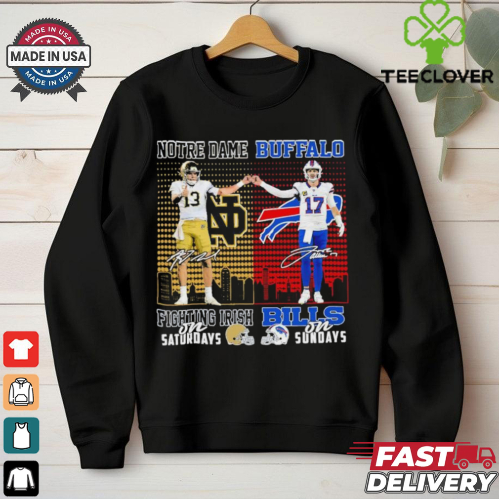 Notre Dame Fighting Irish On Saturdays X Buffalo Bills On Sundays Shirt Notre Dame Fighting Irish On Saturdays X Buffalo Bills On Sundays Shirt