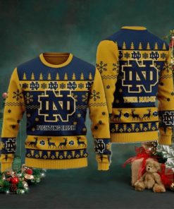 Notre Dame Fighting Irish Personalized Name Ugly Christmas Sweater