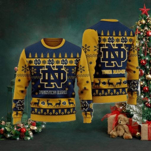 Notre Dame Fighting Irish Personalized Name Ugly Christmas Sweater