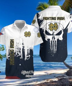 Notre Dame Fighting Irish Skull White Black Hawaiian Shirt