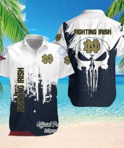 Notre Dame Fighting Irish Skull White Black Hawaiian Shirt