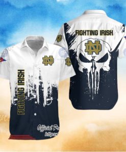 Notre Dame Fighting Irish Skull White Black Hawaiian Shirt