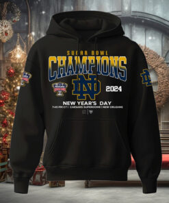 Notre Dame Fighting Irish Sugar Bowl Champions 2025 All Black Hoodie T Shirt