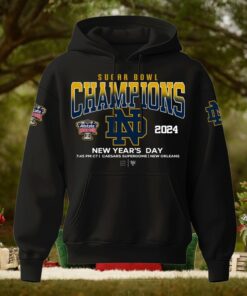 Notre Dame Fighting Irish Sugar Bowl Champions 2025 All Black Hoodie T Shirt