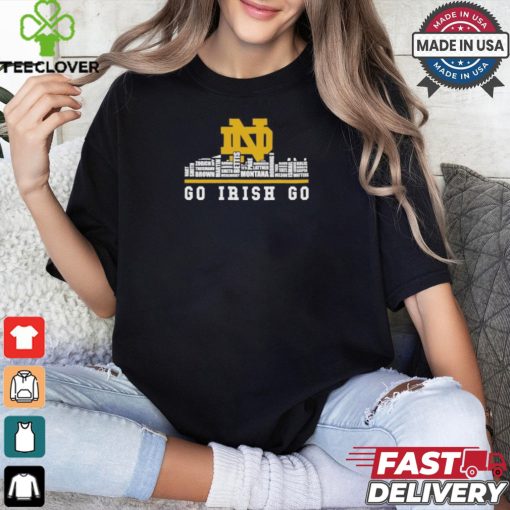Notre Dame Skyline 2024 Notre Dame Fighting Irish Go Irish Go Players Name shirt