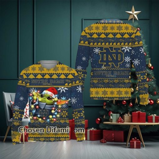 Notre Dame Xmas Sweater Stunning Baby Yoda Notre Dame Christmas Gift