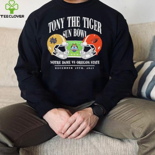 Notre dame fighting irish vs Oregon state beavers 2023 tony the tiger sun bowl hoodie, sweater, longsleeve, shirt v-neck, t-shirt