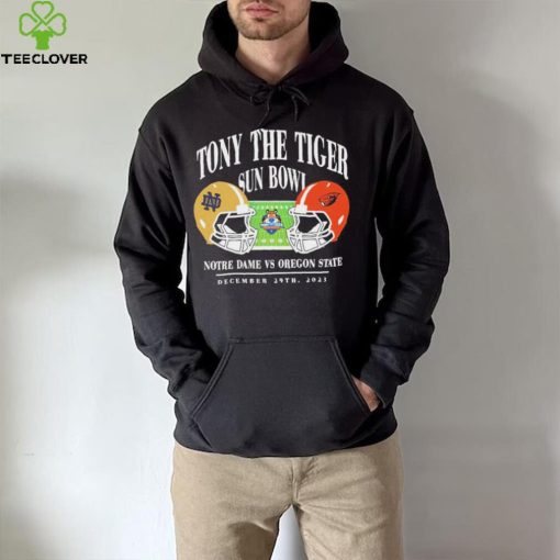 Notre dame fighting irish vs Oregon state beavers 2023 tony the tiger sun bowl hoodie, sweater, longsleeve, shirt v-neck, t-shirt