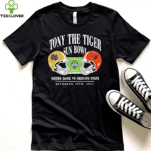 Notre dame fighting irish vs Oregon state beavers 2023 tony the tiger sun bowl hoodie, sweater, longsleeve, shirt v-neck, t-shirt